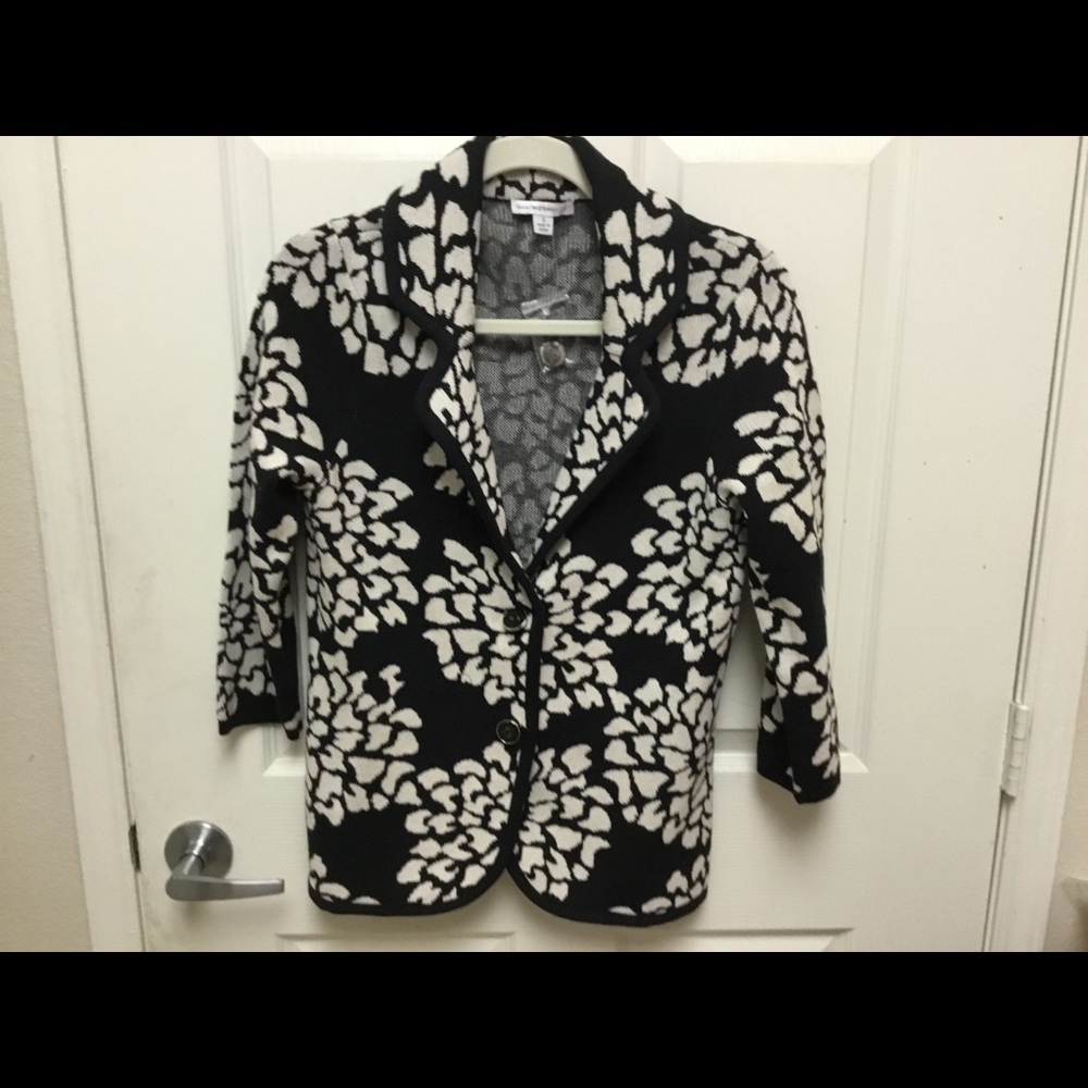 Isaac Mizrahi Floral Jacquard Sweater Blazer SZ S